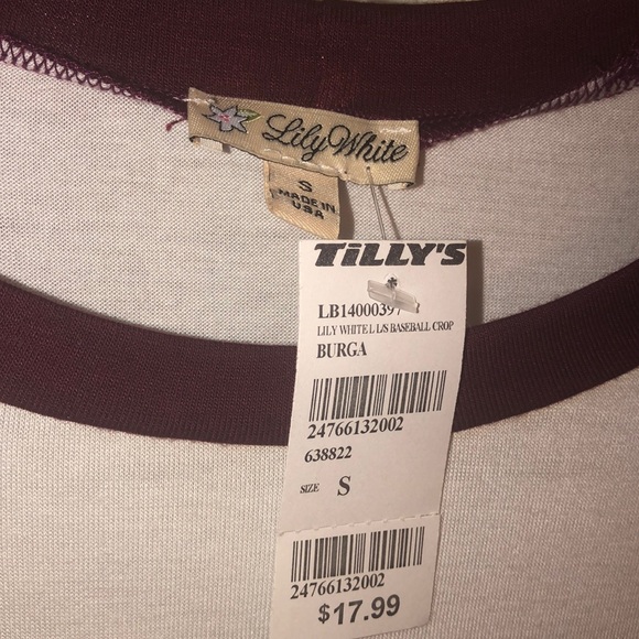 Maroon long sleeved Tilly’s top - Picture 3 of 3